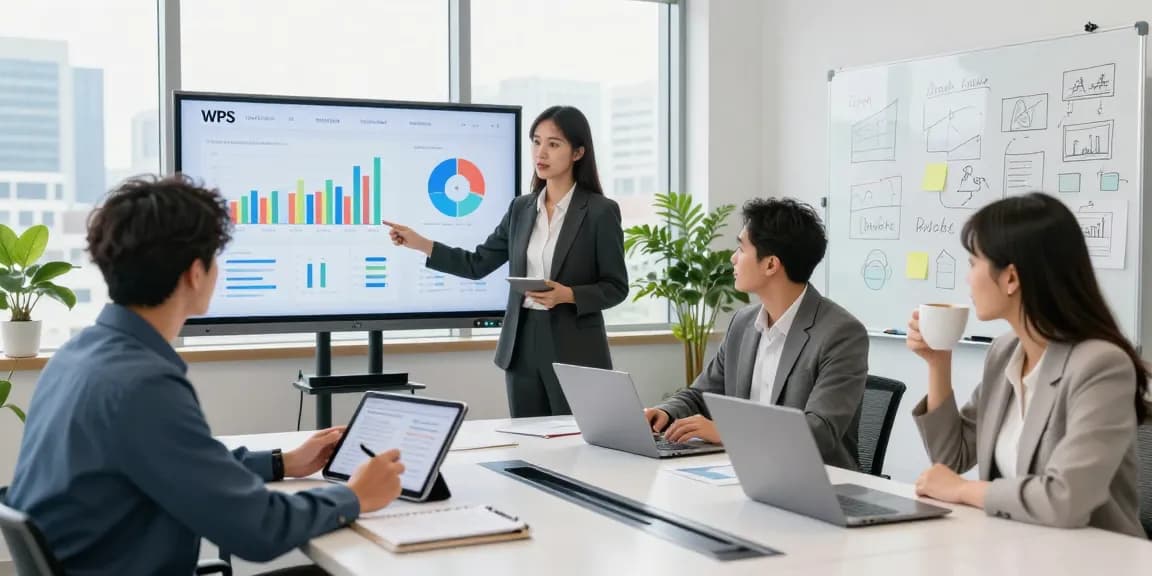 Diverse professionals collaborating around a conference table at the WPS Official Website workplace, showcasing teamwork and technology in a modern office.