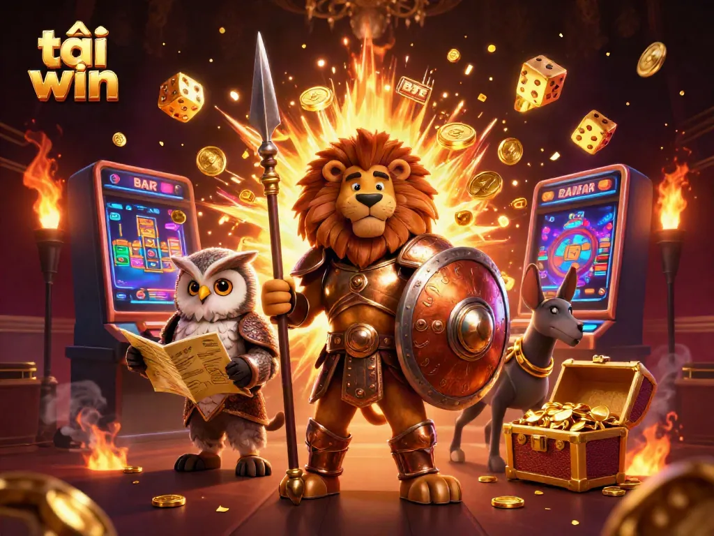 Experience thrilling wins as you tải sun win in this vibrant casino 3D scene featuring dynamic characters and rich game elements.