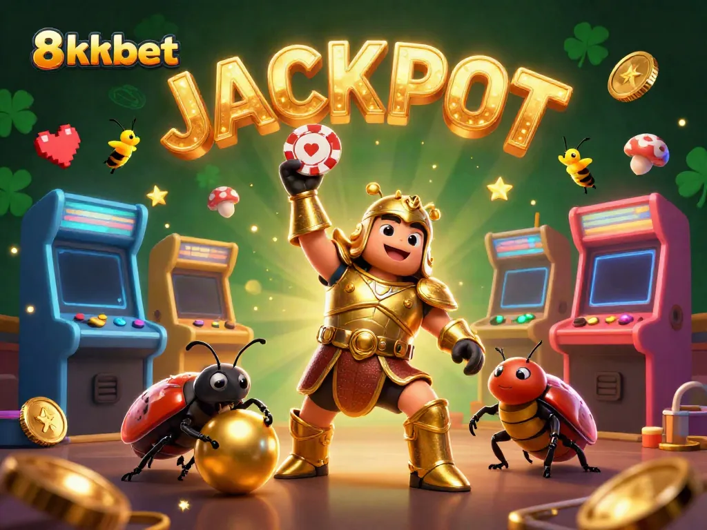 Experience thrilling wins with 8xbet as a herculean beetle celebrates victory with a poker chip.
