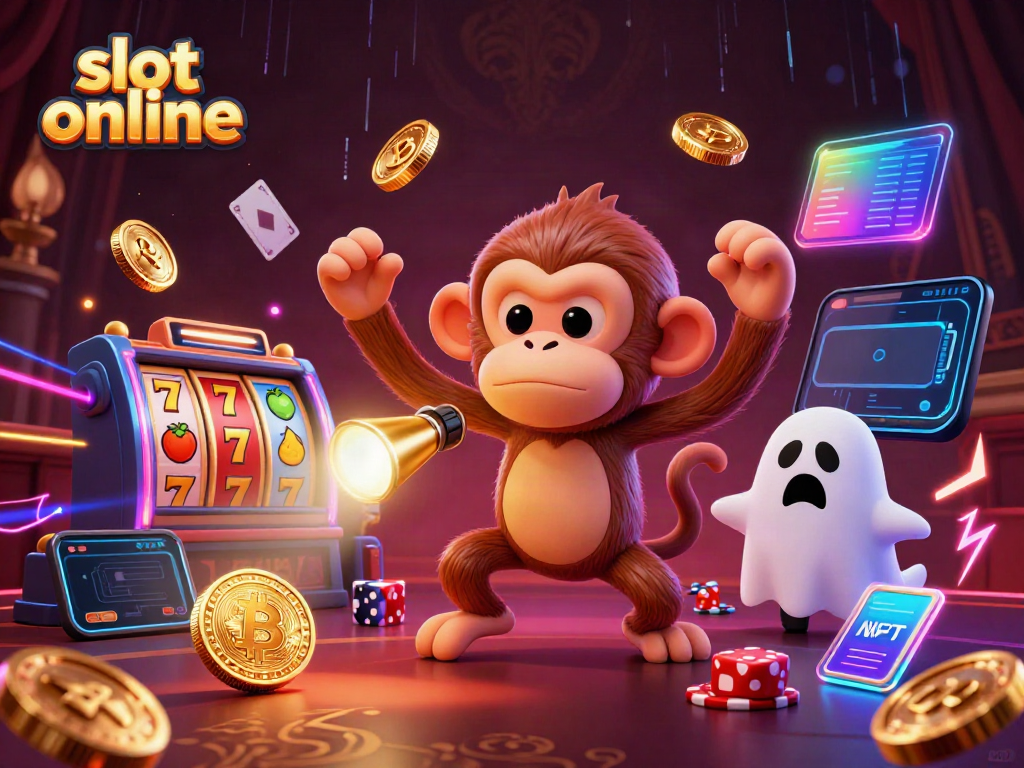 Engage with thrilling slot online experience as playful characters illuminate a haunted casino.